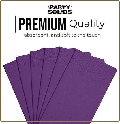 Party Solids Purple Dinner Napkins - 40 Pcs 2-Ply Disposable Paper Napkins for Events & Everyday Use