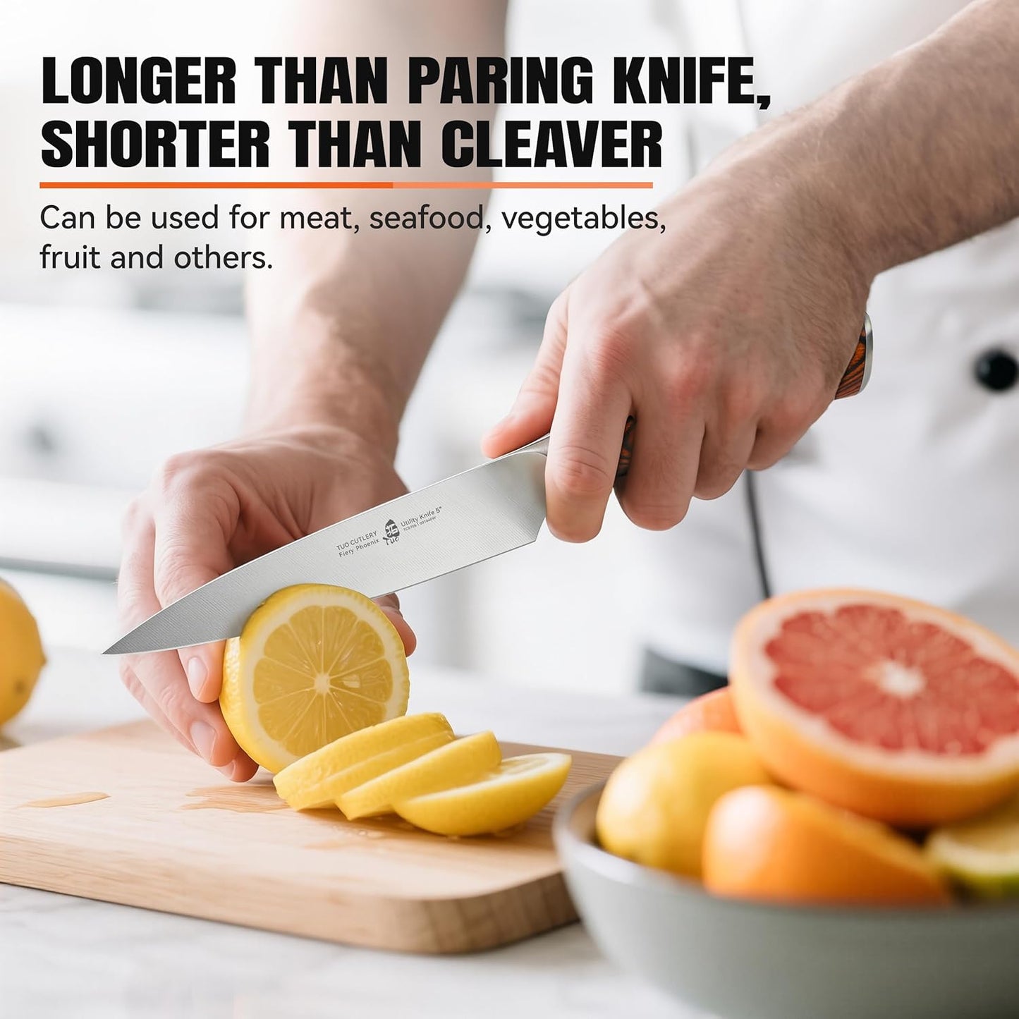 TUO Utility Knife, Small Kitchen Knife, 5 inch Paring Knife, High Carbon German Stainless Steel Cutlery