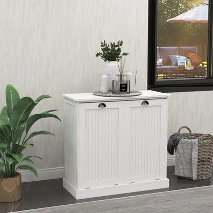 Two Compartment Tilt Out Laundry Sorter Cabinet White