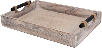 Rutledge & King Bethany Serving Tray - Ottoman Tray/Decorative Tray - Coffee Table Tray/Round Wooden Tray - Breakfast