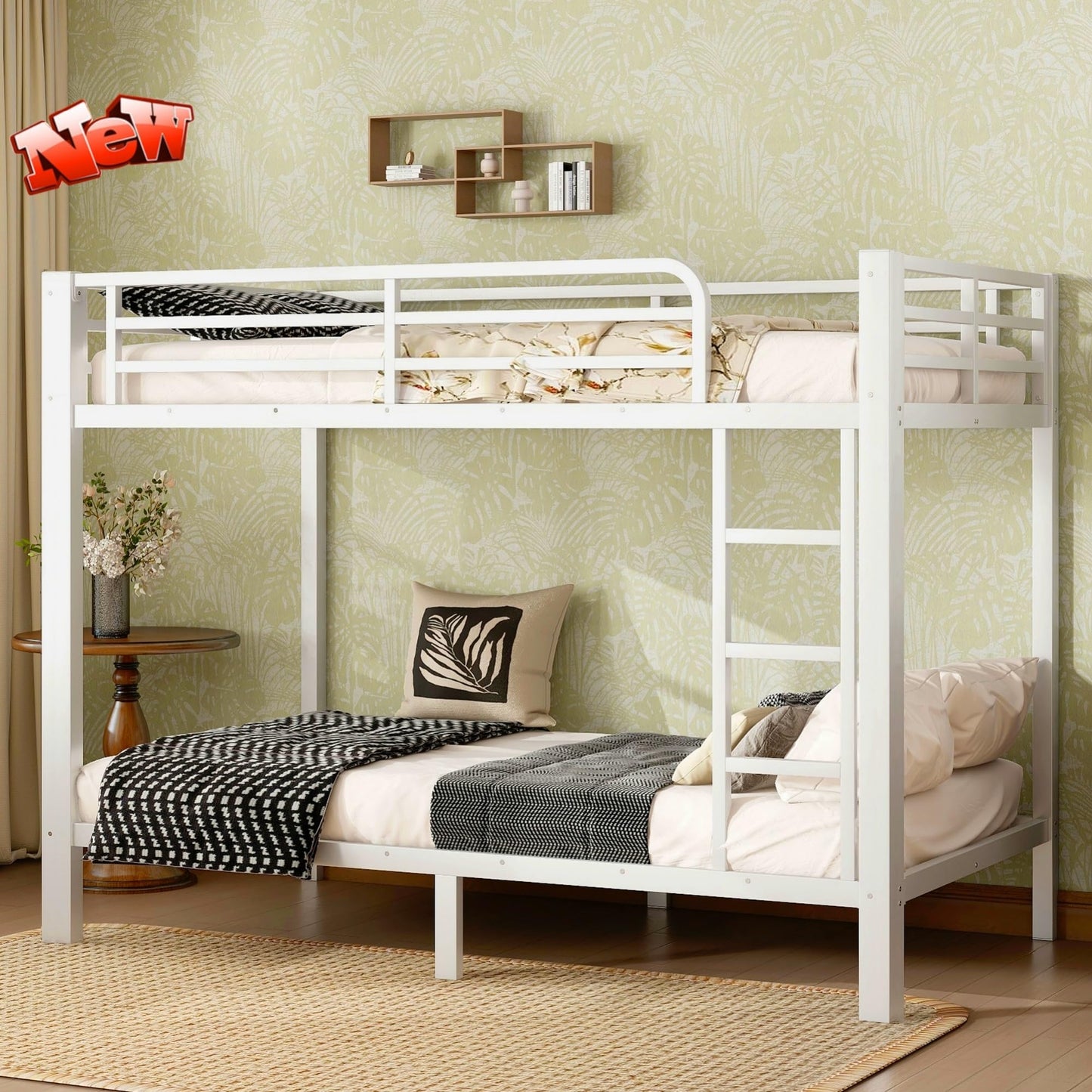 LUCALEO Stronger & Safer Heavy Duty Steel Twin XL Over Twin XL Size Bunk Bed Frame, Thickened More Stable Metal Bunkbeds (Easier to Assemble) (Twin XL,White)