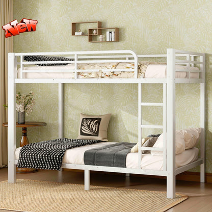 LUCALEO Stronger & Safer Heavy Duty Steel Twin XL Over Twin XL Size Bunk Bed Frame, Thickened More Stable Metal Bunkbeds (Easier to Assemble) (Twin XL,White)