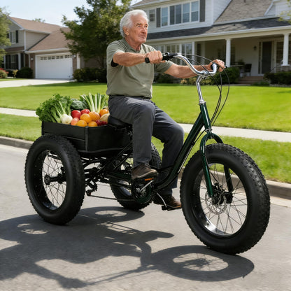 Tacarlha Tricycle for Adults, 20 Inch Fat Tire Trike for Adults, 7-Speed Adult Tricycle 20x4 Fat Tire Trike with Dual Disc Brakes & Rear Basket, 450lbs Capacity Cruiser 3 Wheel Bikes