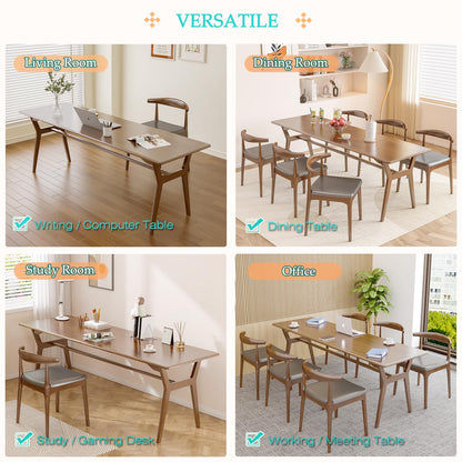 OSCHF Solid Wood Study Desk - 78.8" Double Long Computer Table for Home Office, 2-Person PC Workstation, Walnut