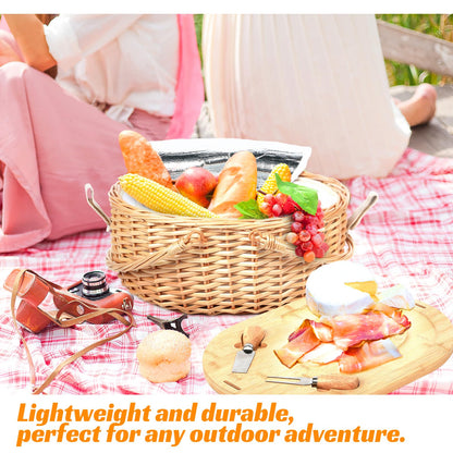 Hap Tim Wicker Picnic Basket Set with Charcuterie Boards for 2 - Unique Gifts Ideas for Couple, Engagement, Wedding, Bridal Shower, Family, Christmas, White Elephant Gifts for Adults(Y2408A-1)