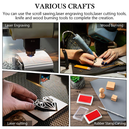 Tondiamo 356 Pcs Bulk Laser Engraving Supplies Blank Material Kit DIY Engraver Accessories Including Acrylic Glass Stainless Steel Wood Fabric PU Leather Rock Rubber Materials for Laser Cutters
