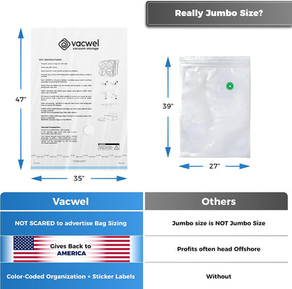 3-Pack XXL Vacuum Storage Bags - Space Saver Bags for Clothes Storage, XL Comforters, 3x XXL Bags (47x35in)