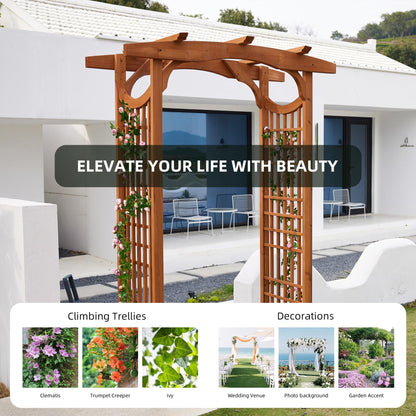 ScienGarden Solid Fir Wooden Garden Arch Premium Outdoor Trellis for Climbing Plants, 83.12”H×59”W×29.75’’D, Also can be Used for Wedding and Party Decoration