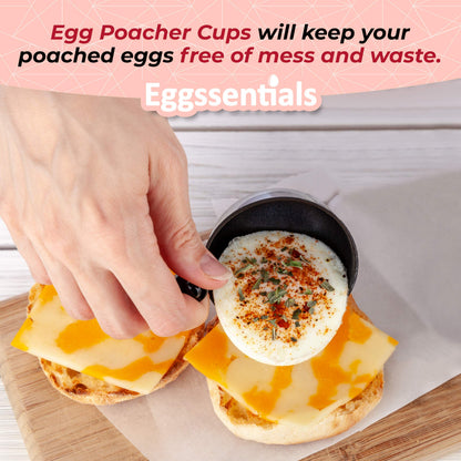 Eggssentials Egg Poacher Replacement Spare Stainless Steel 68mm in Diameter Anti-Stick PFOA Free Individual Removable Poaching Cups (6)