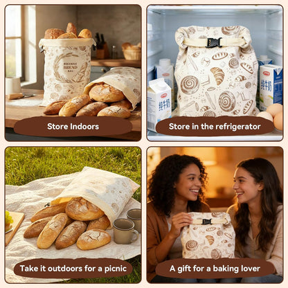 WGXY 2 Pack 17x13-Inch Use(2 pack 1 Reusable Beeswax Bread Bags for Sourdough & Homemade Bread, Cotton Storage Bags