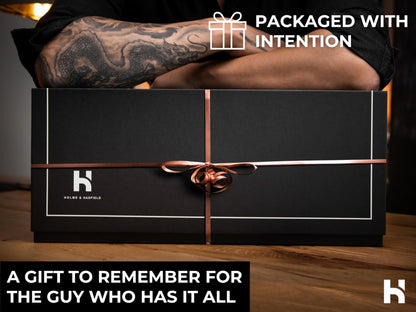 Premium 7 Slot Watch Box for Men - Large Wooden Watch Display Case with Hinged Cover, Leather Lining & Drawer - Watch Holder Organizer Stand - Handcrafted Luxury Birthday Gift for Men