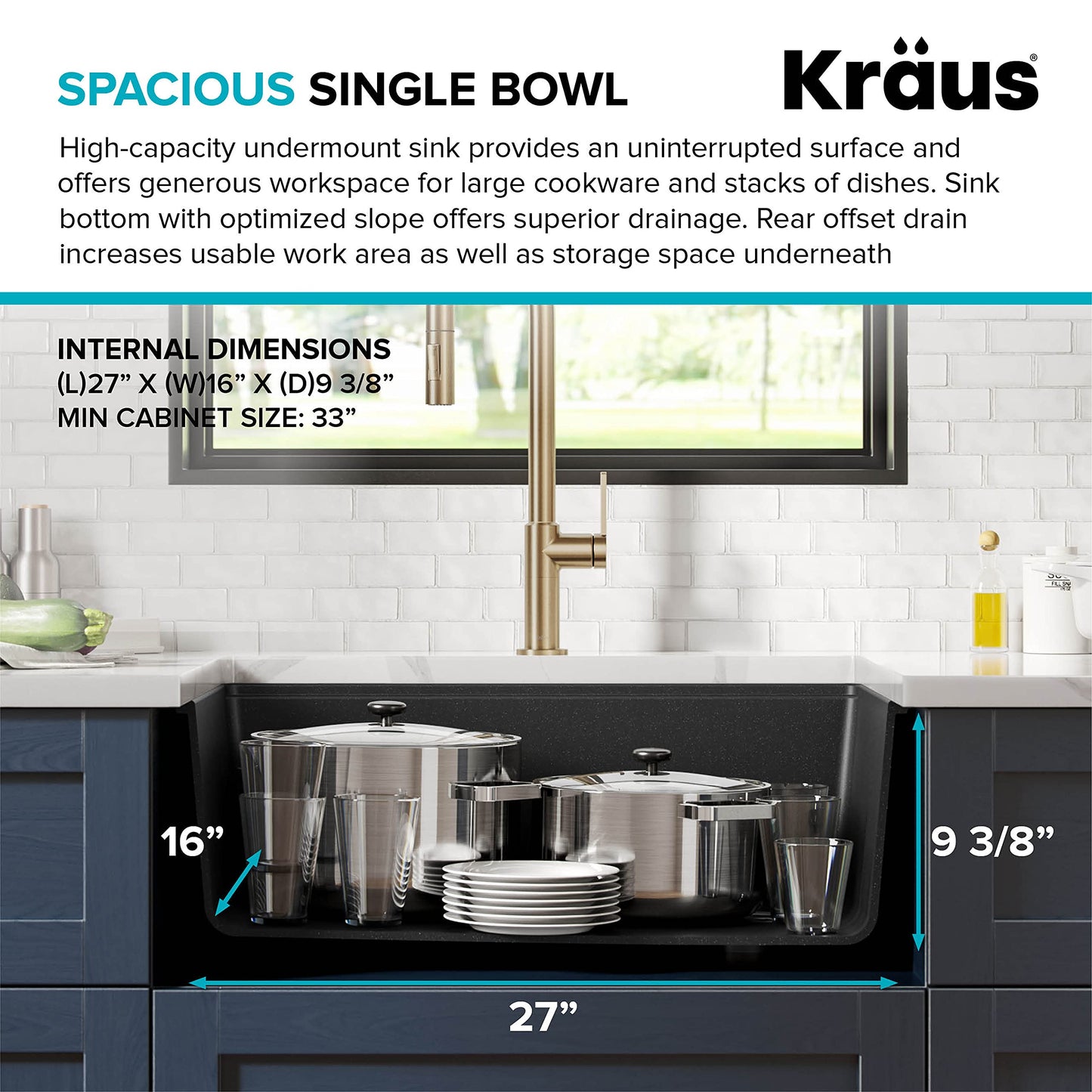 KRAUS Bellucci 30” in. Undermount Workstation Granite Kitchen Sink in Metallic Black with Accessories, KGUW2-30MBL