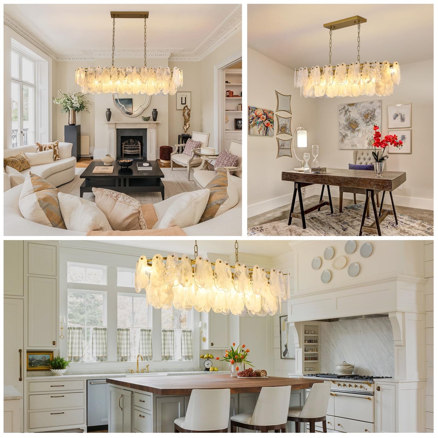 Giawosth Modern Rectangle Glass Chandelier, 43.31 Inch Gold Luxury Crystal Pendant Light, 12-Light Oval Cloud-Shaped Fixture for Island Lights Dining Room, Living Room, E12 Socket