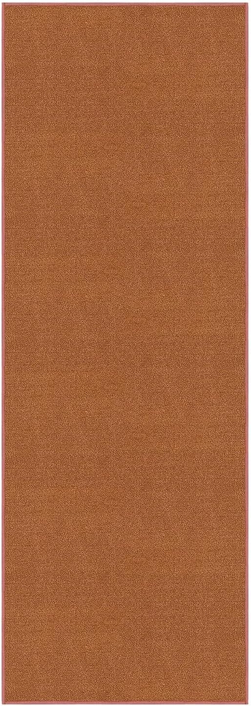 Kapaqua Custom Length Solid Color Runner Rug, Non-Slip Rubber Backing for Hallway, Stair, Kitchen, Living Room, Burnt
