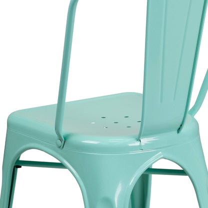 Flash Furniture Blake Commercial Grade 4 Pack Mint Green Metal Indoor-Outdoor Stackable Chair