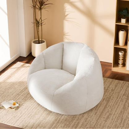 GRANDJOY Oversized Bean Bag Chair with Premium Foam Filling, Comfy Lounger for Adults & Kids, Beige