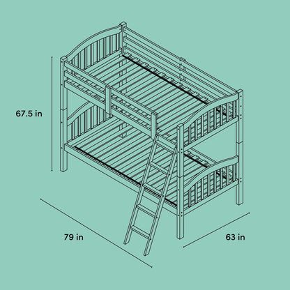 Storkcraft Long Horn Twin-Over-Twin Bunk Bed (Natural) - GREENGUARD Gold Certified, Converts to 2 Individual Twin beds