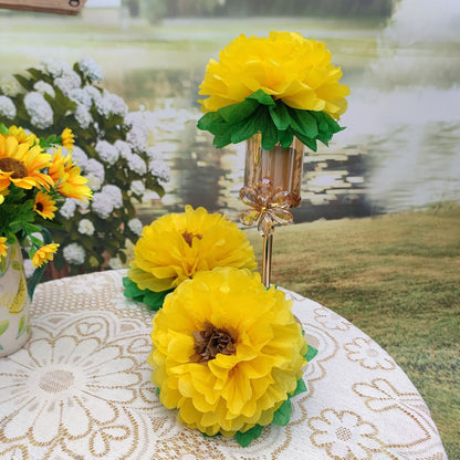 Tissue Paper Sunflowers Decorations for Wall, Birthday Party Backdrop, Home Decoration Pack of 6