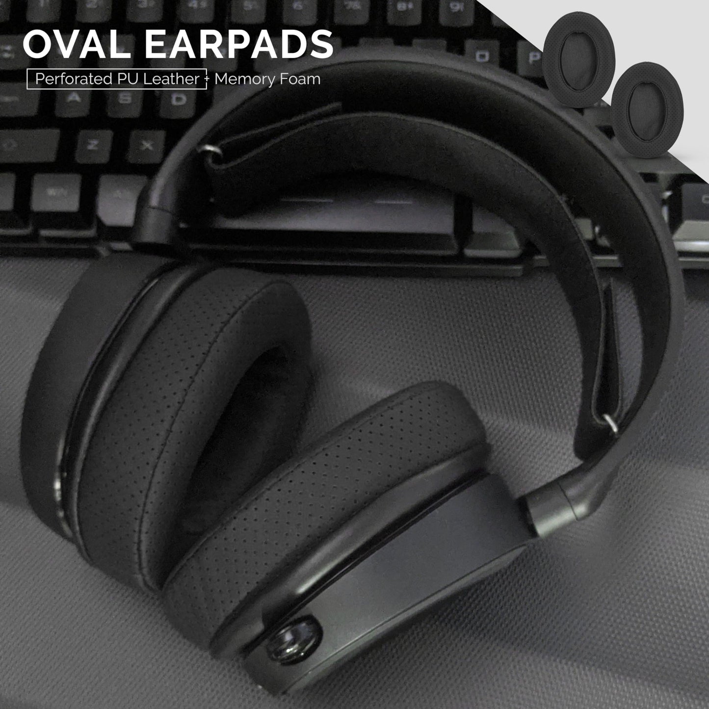 Brainwavz Perforated Thick Memory Foam Ear Pads for ATH M50X, M40X, Steelseries Arctis, HyperX Cloud & Alpha, Logitich G Pro & Many More Headphones, Black