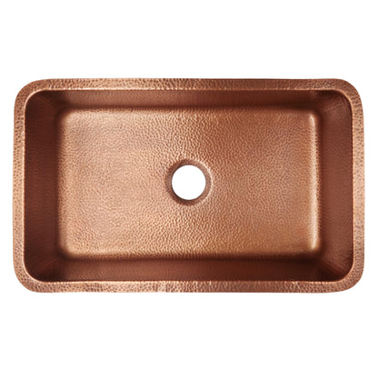 Sinkology Orwell 30 Inch Undermount Copper Kitchen Sink Single Bowl – Handcrafted Solid Pure Copper, Hand-Hammered Finish, Includes Bottom Grid, Drain, & Care Kit, Fits 33 Inch Cabinet