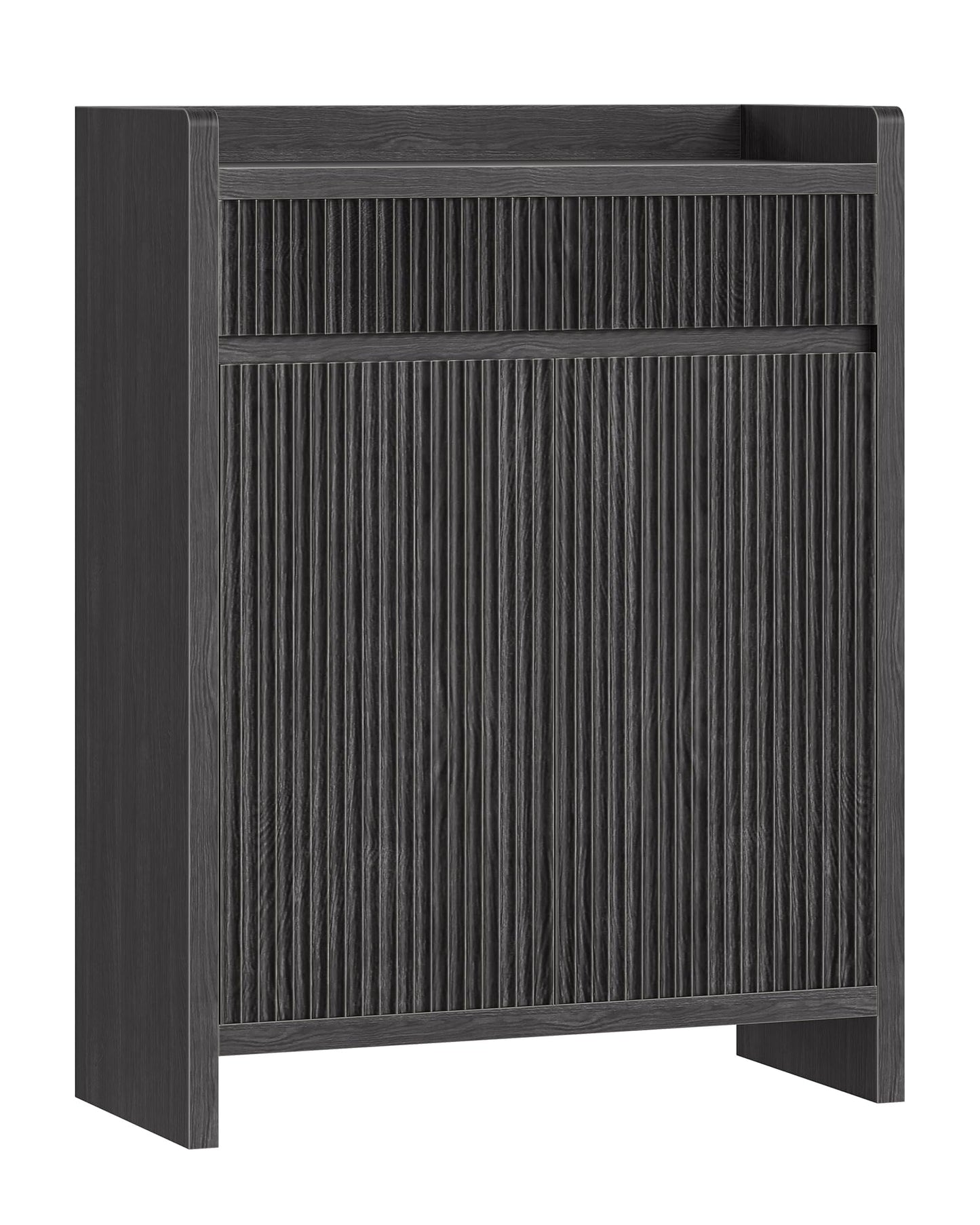 CHOEZON Shoe Storage Cabinet, 44.8" Tall Large Shoe Cabinet, Shoe Storage Organizer for Entryway, Fluted Shoe Cabinet with Drawer & Adjustable Shelves, Mid-Century, for Hallway, Charcoal Gray MSC03TH