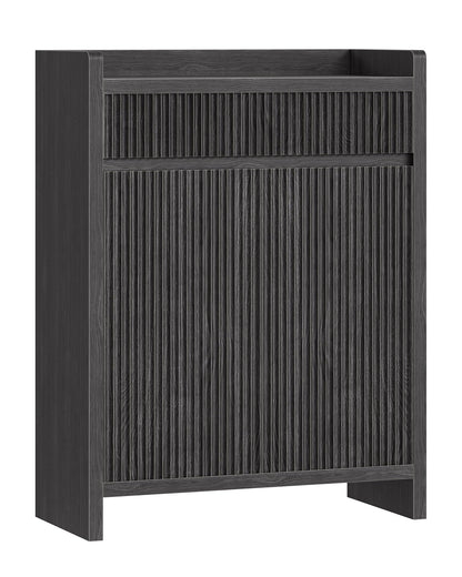 CHOEZON Shoe Storage Cabinet, 44.8" Tall Large Shoe Cabinet, Shoe Storage Organizer for Entryway, Fluted Shoe Cabinet with Drawer & Adjustable Shelves, Mid-Century, for Hallway, Charcoal Gray MSC03TH