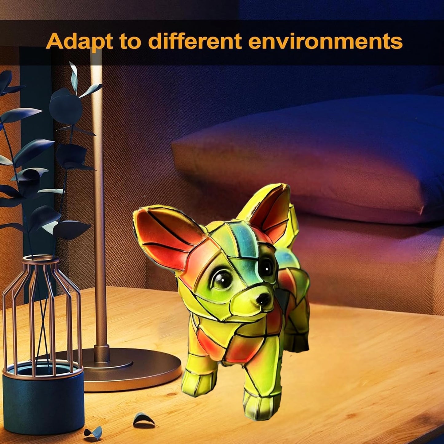 Neioaas Chihuahua Lamps - Retro Dogs Stained Resin Tabletop Night Light, Dog Series Art Night Light, 3D Cute Pet Dogs Themed Lamp LED Table Lamps, Fun for Dog Lovers