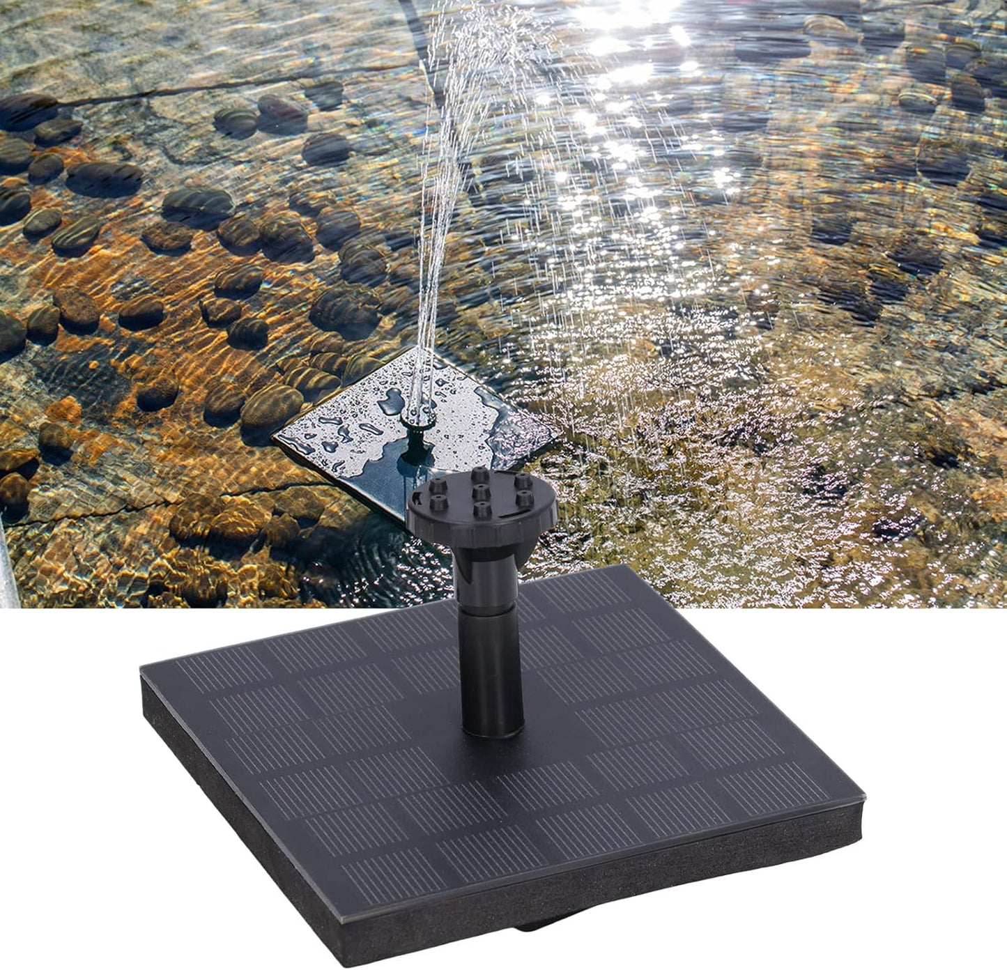 Skiennix Solar Water Fountain - Versatile Bird Bath Pump with 6 Nozzles | Monocrystalline Silicon Design for Garden, Pond, Pool