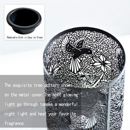 ASAWASA Metal Plug-in Wax Warmer with Silicone Liner, Electric Wax Burner Melter Night Lamp for Home Decor, Hummingbird