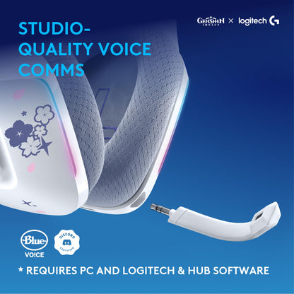 Logitech G733 Lightspeed RGB Wireless Gaming Headset with Suspension Headband, Kamisato Ayaka Special Edition, LIGHTSYNC RGB, Blue Voce mic Technology and PRO-G Audio Drivers
