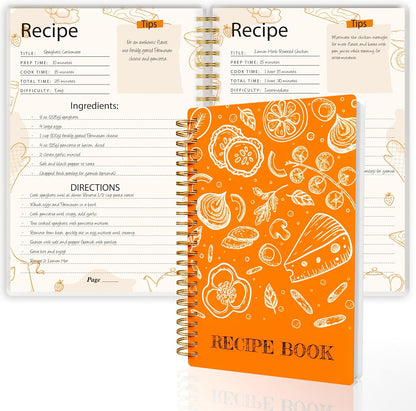 snootion Recipe Book - A5 Personal Blank Recipe Notebook to Write in Your Own Recipes, Spiral Twin-Wire Binding, 100gsm