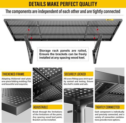 Heavy-Duty Garage Wall Shelving by 2Pack - Adjustable Metal Storage Shelf | 1.64x4ft, Black