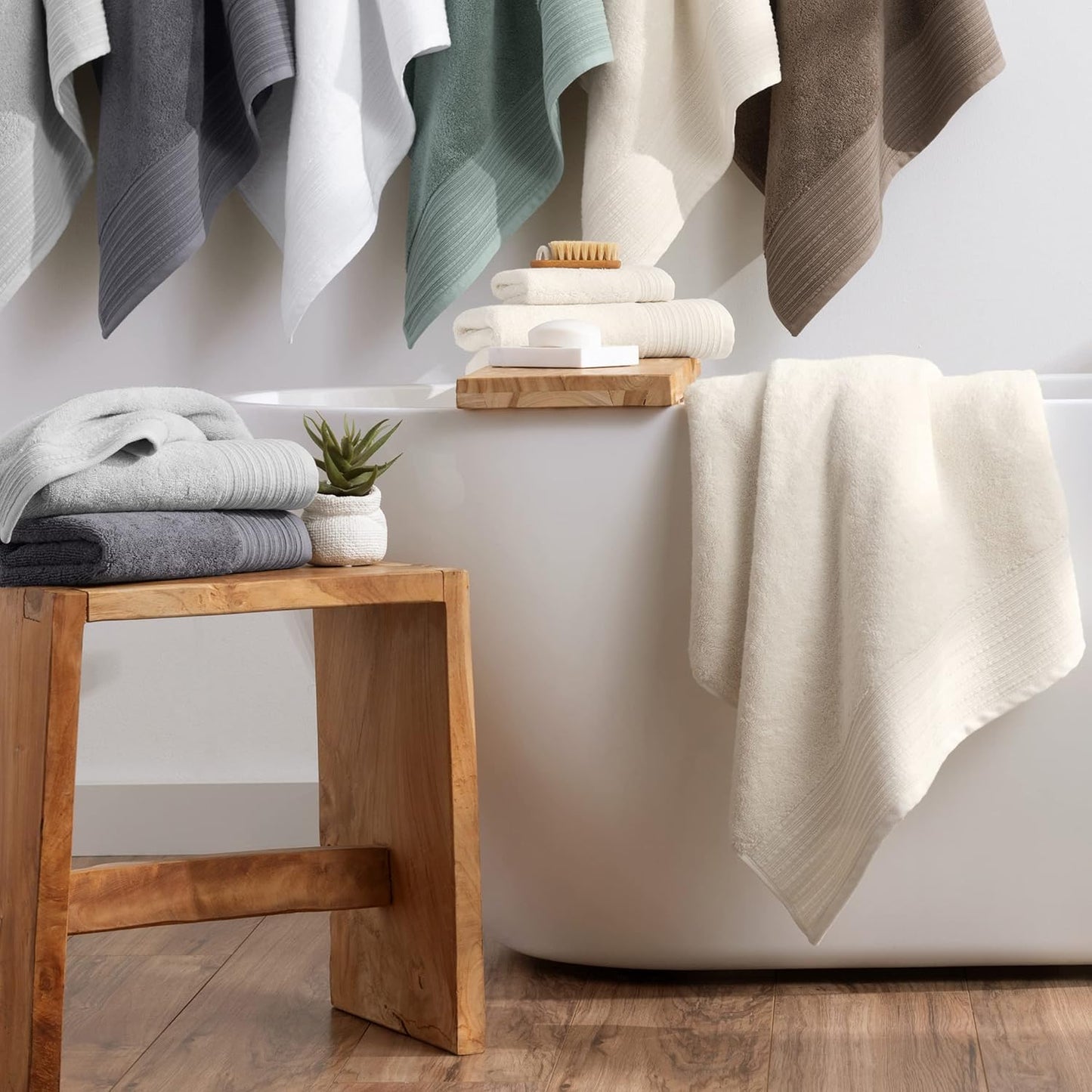 Pack 8-100% 600 13 13 Aston & Arden Anatolia Turkish Wash Cloths - of Ring Spun Cotton, Soft Plush Absorbent, GSM Low