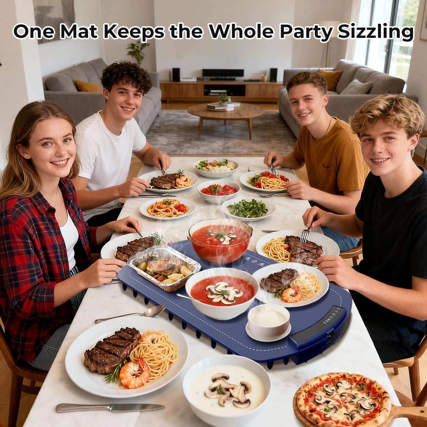 Havato 7 Settings, 5 Warming Mat for Food with Temperature Silicone Electric Warming Tray with Hour Timer, Full Surface