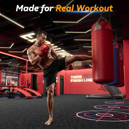 SUPERJARE 1" Extra-Thick Rubber Top Exercise Mat, Puzzle Gym Flooring for Home Gym, Gym Mat for Workout Equipment, Interlocking Floor Tiles with EVA Foam, 24 Pcs 96 Sq Ft, Black/Grey