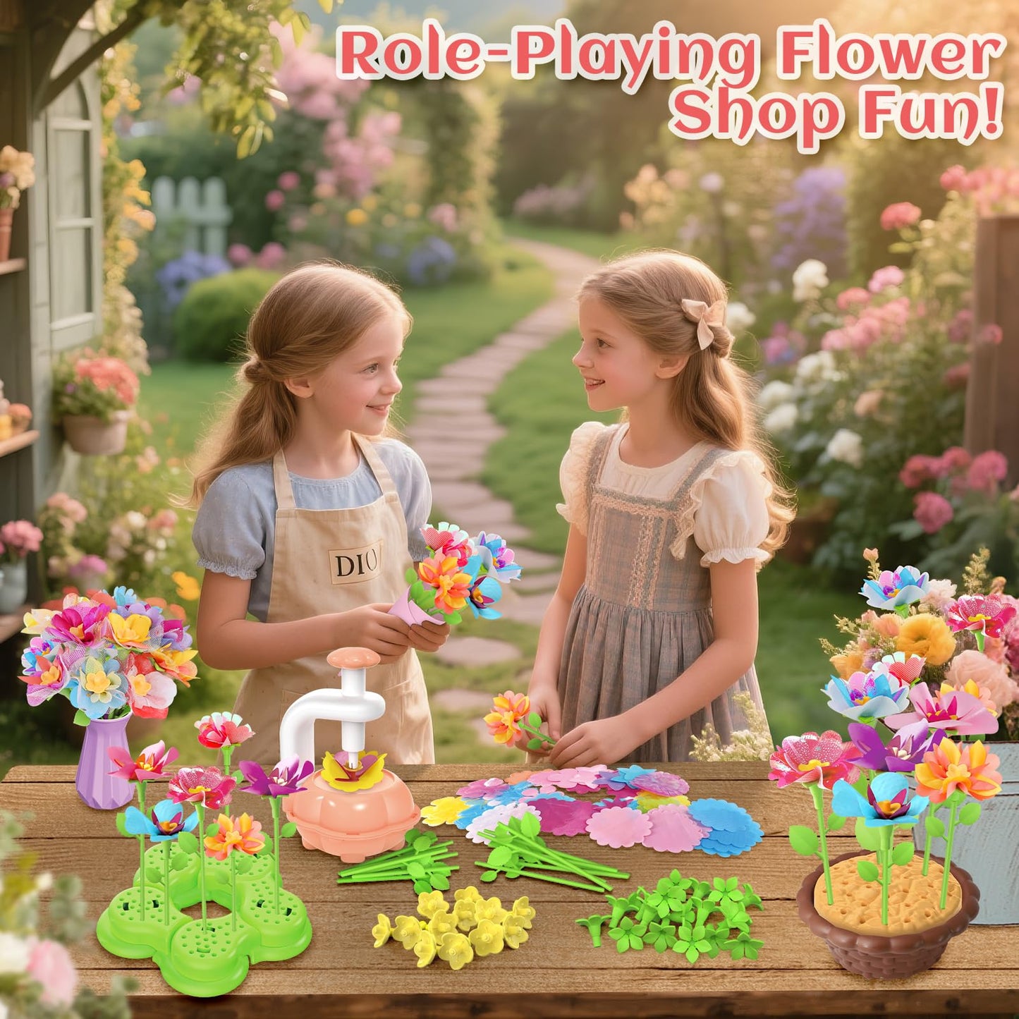 Kufanda Arts and Crafts for Kids 4-6, Toddler & Creative Fabric Flower Bouquets Toys for 4-8 Year Old Kids, Ideal Festive Gifts for Granddaughters & Craft Lovers, Educational Fun DIY Activity Set