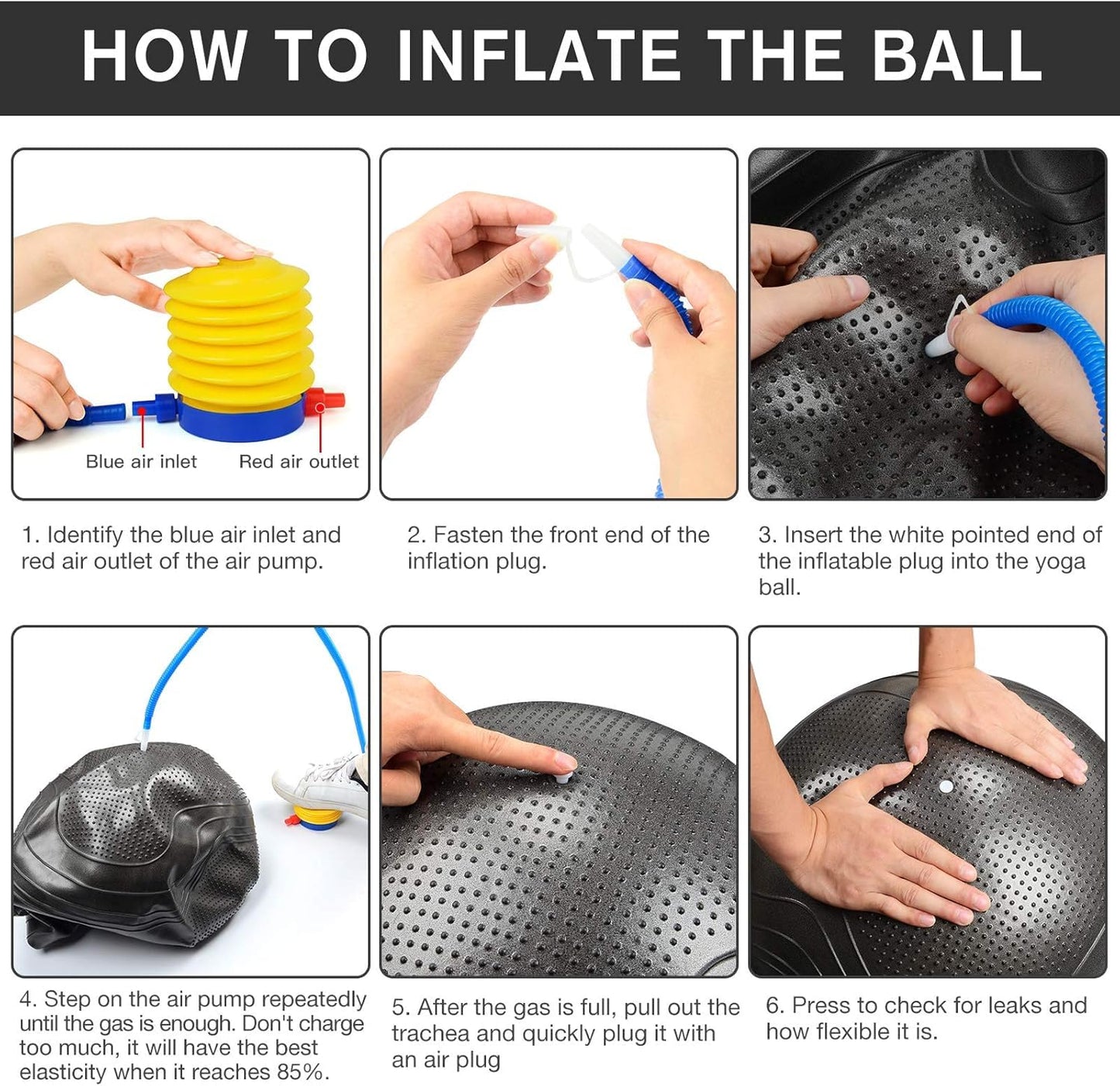 Gruper Yoga Ball, Multiple Sizes Non Slip Exercise Ball for Workout, Birthing, Balance, Stability, Pregnancy, 2200LB Capacity, Anti Burst Chair for Home and Office, Includes Quick Pump & Fitness Guide