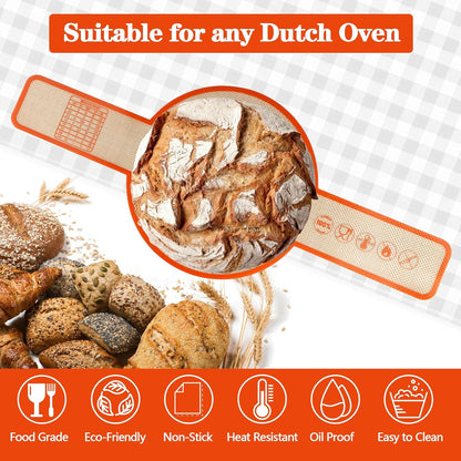 UBeesize 2 Pack Thickened Silicone Bread Sling, Reusable Sourdough Bread Baking Mat for Dutch Oven