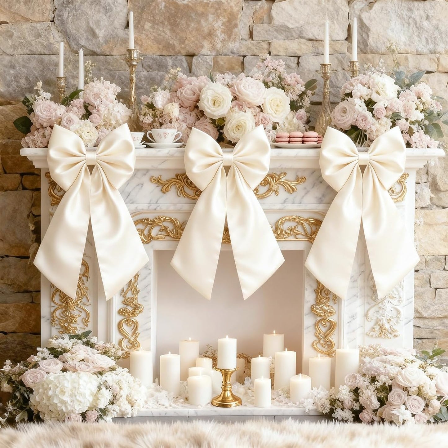 23x11 Big Bow Decor Cream White Large Coquette Bow as Crib Skirt Girls Room Wall Hanging Gift Coquette Birthday Party