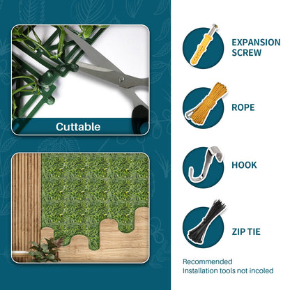 COARBOR 16 Packs 20" x 20" Artificial Boxwood 3D Panels Faux Ivy Fence Privacy Topiary Hedge Plant Fence Grass Wall Panels Backdrop for Balcony Patio Outdoor Indoor, White Yellow Flower