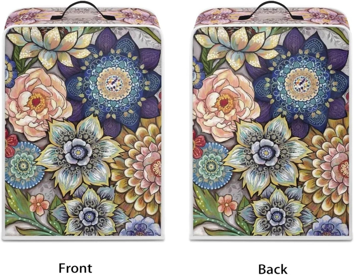 Boho Flower Coffee Machine Covers, Dust Stain Resistant Protector for Small Kitchen Appliance Coffee Makers, Home Decor