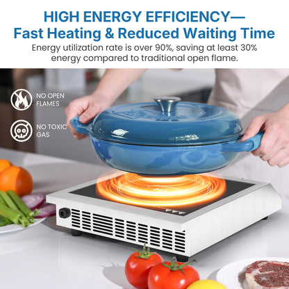 SUNVIVIPRO Commercial Induction Cooktop 1800W, Professional Electric Countertop Burner, 10 Power & 10 Temp Setting, Induction Hot Plate with Timer, Electric Stove with LED Screen, Black