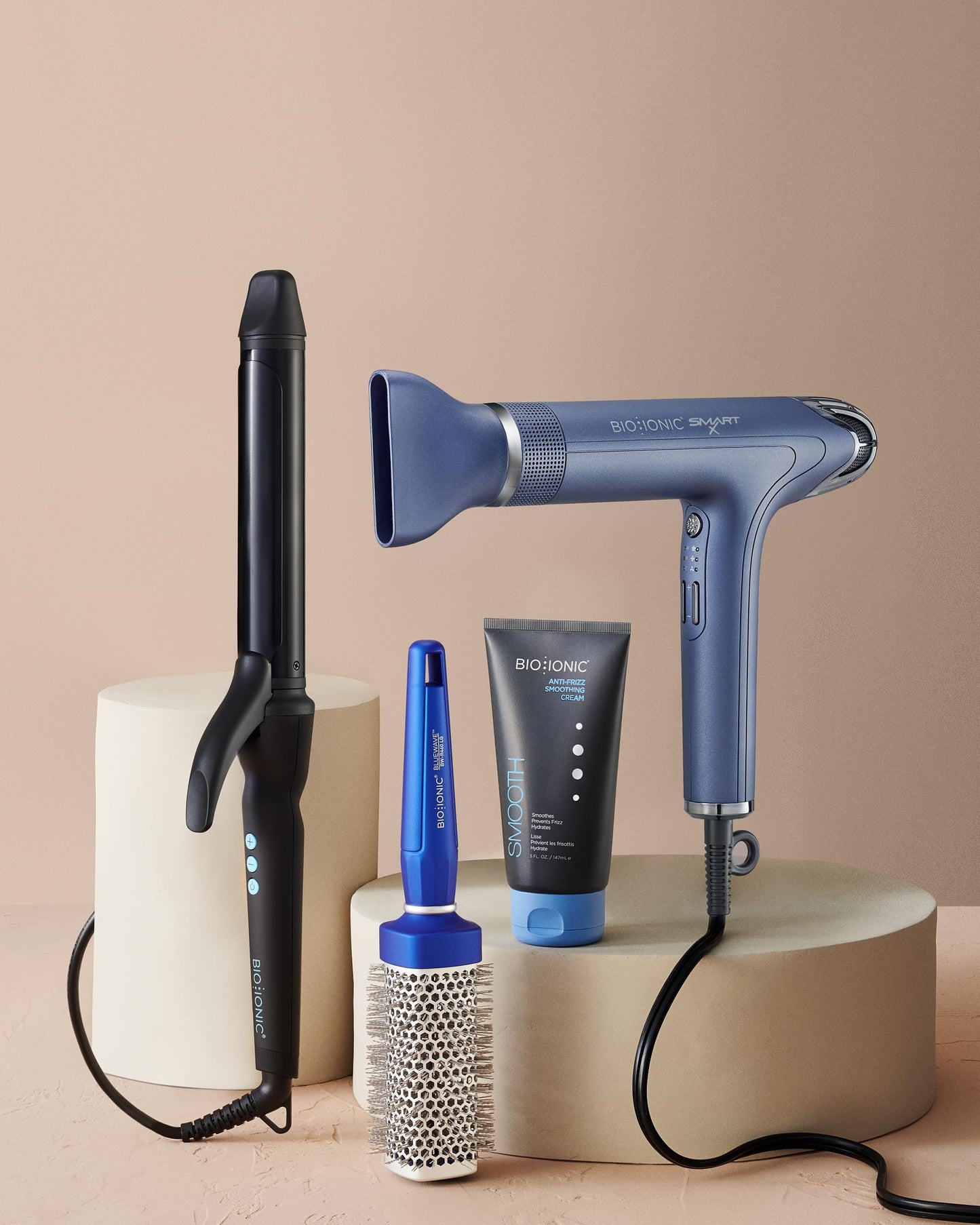 Bio Ionic BlueWave Conditioning Square-Round Brush – Create Volume & Smooth Hair Quickly, Crimped Bristles Add Root Tension, Styling Brush For Bouncy Blowouts, All Hair Types & Textures