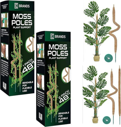 K-Brands 3 Pack Bendable Moss Pole | 48'' Monstera Plant Support for Indoor Climbing Plants
