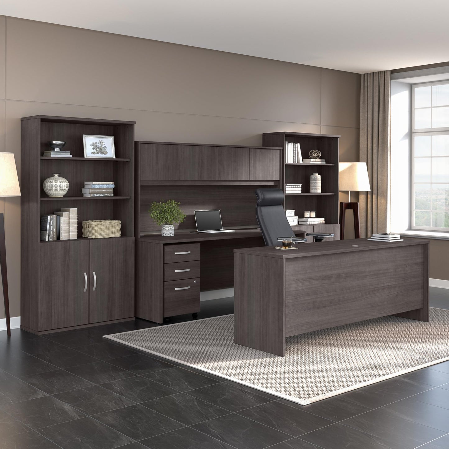 Bush Business Furniture Studio C Low Storage Cabinet with Doors and Shelves in Storm Gray, Organization for Home or Professional Office