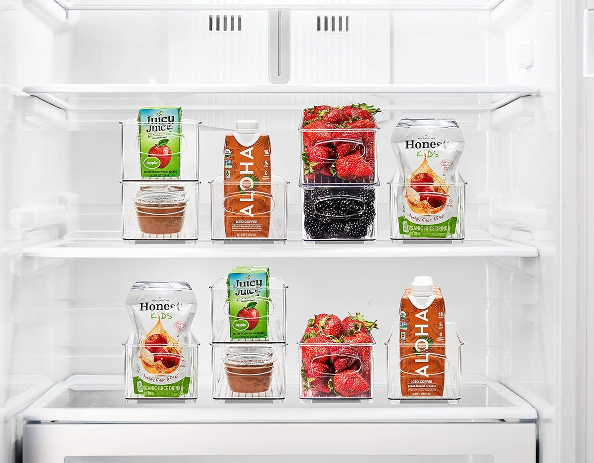 Sorbus Stackable Clear Refrigerator Organizer Bins for Kitchen Pantry, Freezer & Fridge, Plastic Containers with