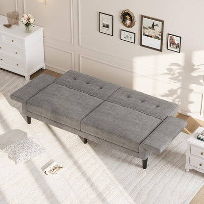 Garvee 89" Futon Sofa Bed, Modern Futon Couch Bed with Adjustable Backrest & Armrest, Comfy Convertible Sleeper Couch for Living Room Bedroom Apartment, Grey
