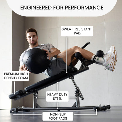 Finer Form Sit Up Bench with Reverse Crunch Handle for Ab Bench Exercises - Abdominal Exercise Equipment with 3 Adjustable Height Settings