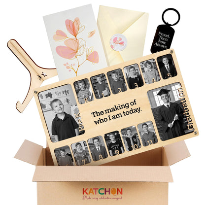 KatchOn School Years Picture Frame Pre-K to 12 Graduation Gift Kit for Class of 2026, Graduation Picture Display, Graduation Photo Banner Collage with Gift Card and Inspirational Keychain