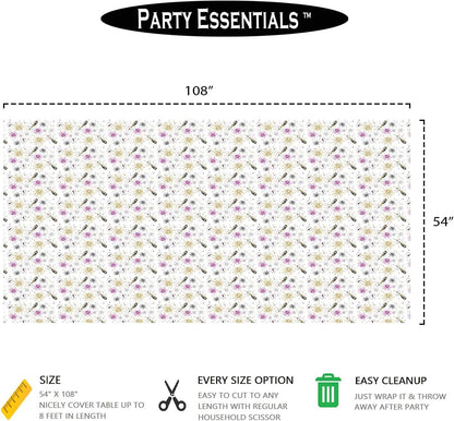 54" 108" 1-Count, Party Essentials Heavy Duty Disposable x Printed Plastic Rectangle Table Cover/ Tablecloth/ Banner